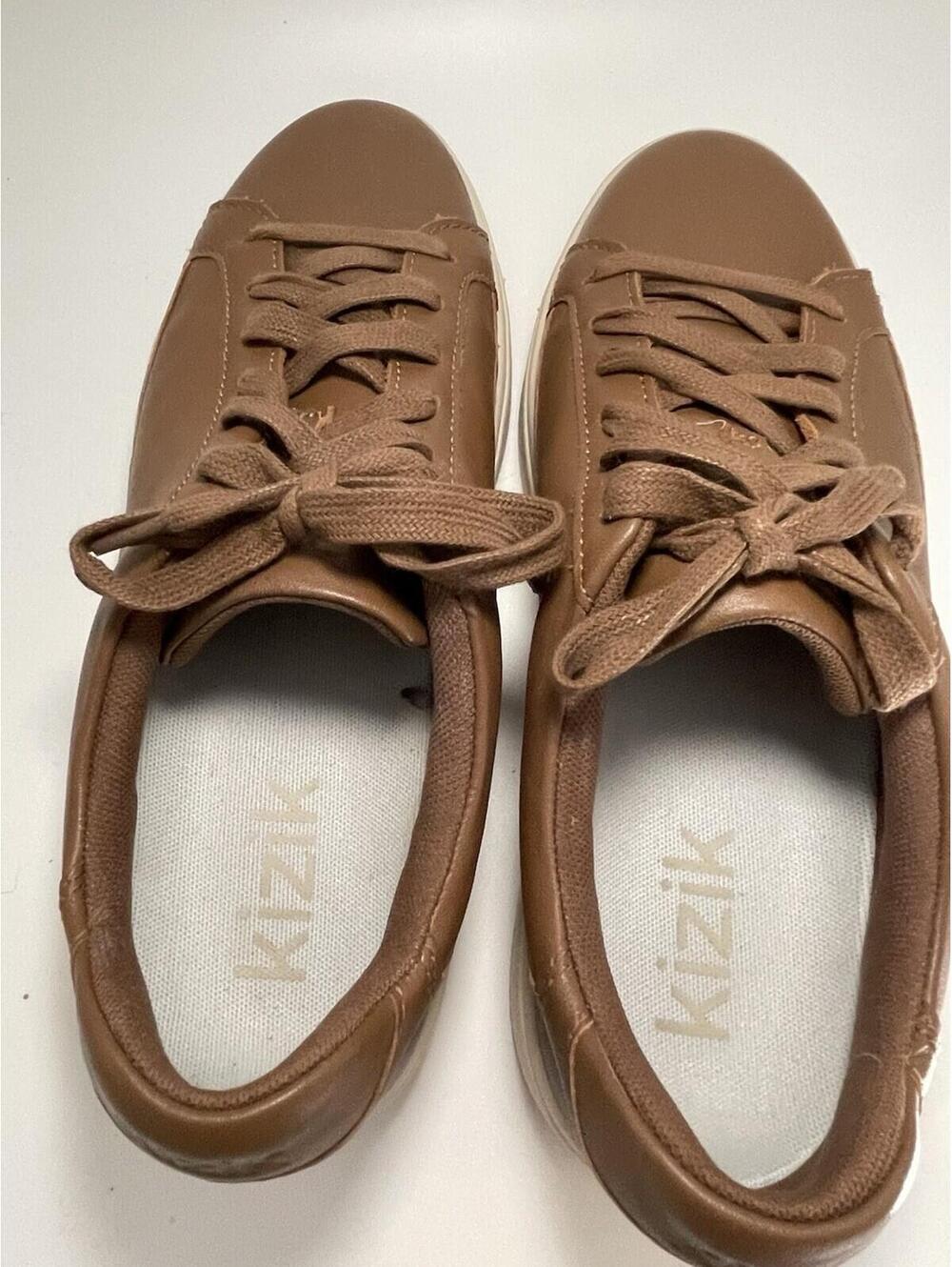 Kizik Vegas Cognac Brown Leather Hands Free Lace Sneaker Loafers Men’s 7.5 Wms 9 - Picture 2 of 7
